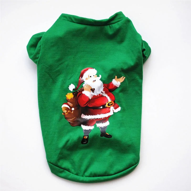 Cotton Christmas Shirt - Festive Pet Clothes for Cats & Dogs