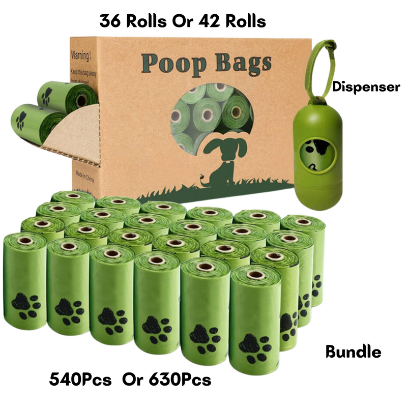 Biodegradable Dog Poop Bags - Scented, w/ Dispenser