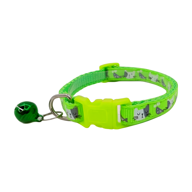 Cat Collar - Colorful Cartoon Print with Bell | Adjustable Nylon