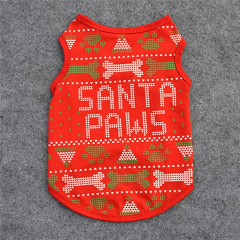 Cotton Christmas Shirt - Festive Pet Clothes for Cats & Dogs