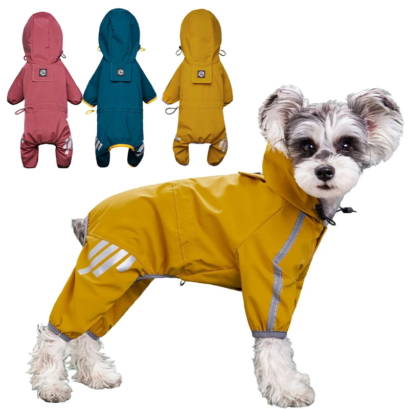 Dog Raincoat - Reflective Waterproof Jumpsuit for Small & Medium Dogs