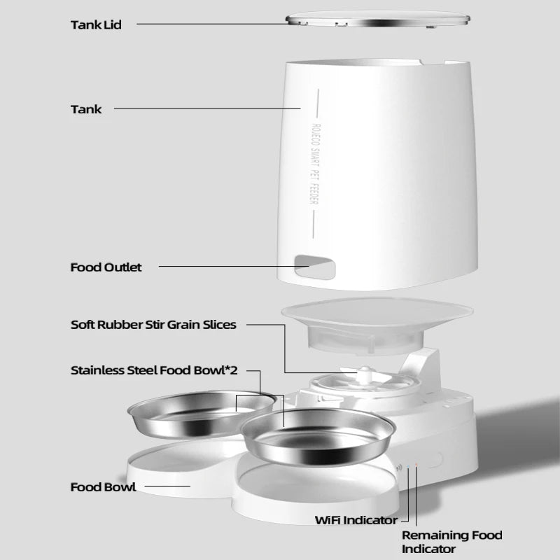 Automatic Remote Cat Feeder Food Kibble Dispenser