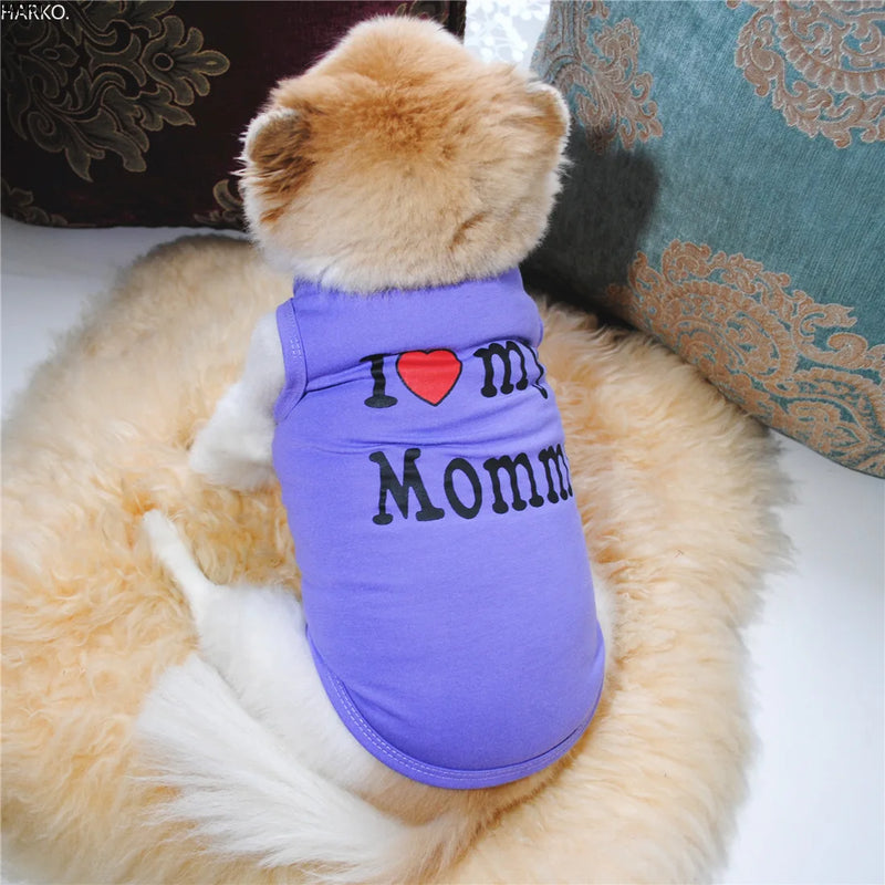 Cute Printed "I Love My Mommy/Daddy" Pet T-Shirt for Dogs & Cats | Cotton T-Shirt