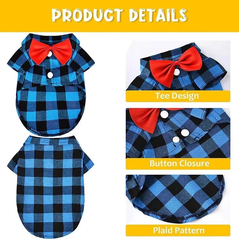 Dress Shirt and Bow Tie - Elegant Pet Outfit | Birthday Party, All Seasons | Small to 4XL Sizes