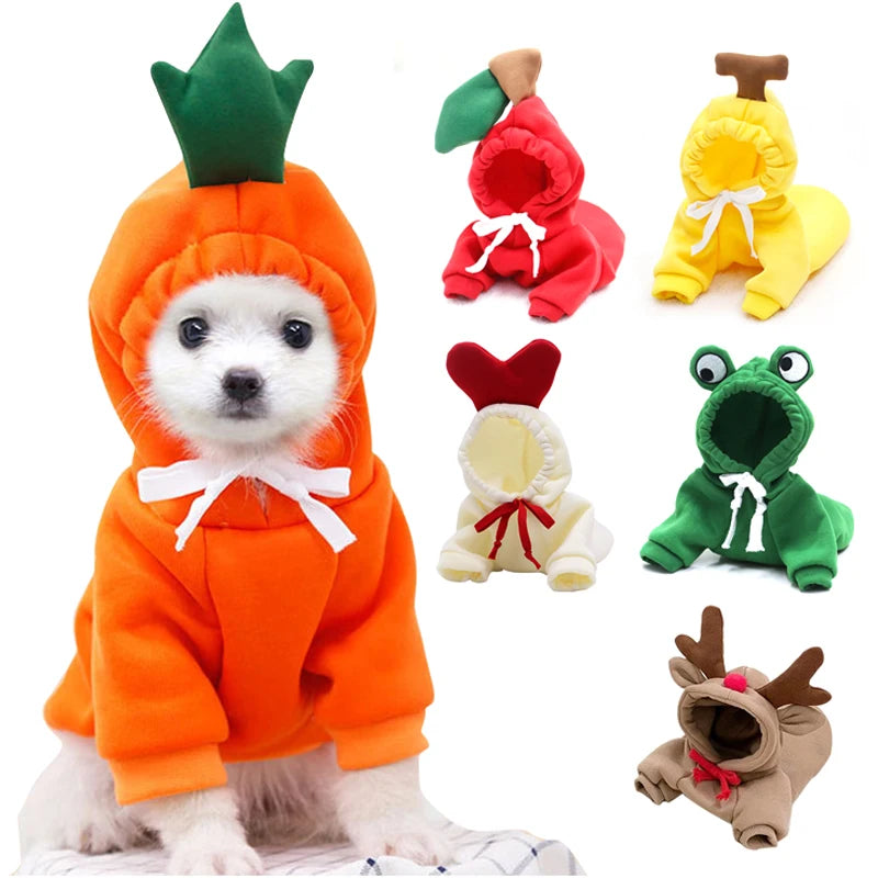 Cute Fruit Dog Hoodies - Warm Fleece Pet Clothing for Small Dogs & Cats Costume Coat for Small to Medium Pets