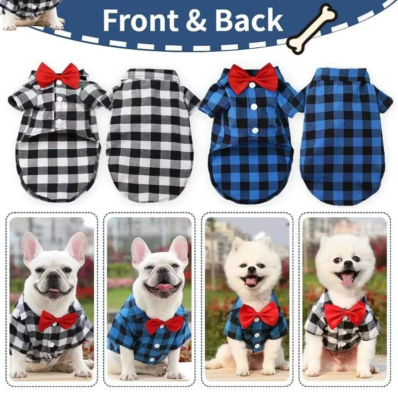 Dress Shirt and Bow Tie - Elegant Pet Outfit | Birthday Party, All Seasons | Small to 4XL Sizes