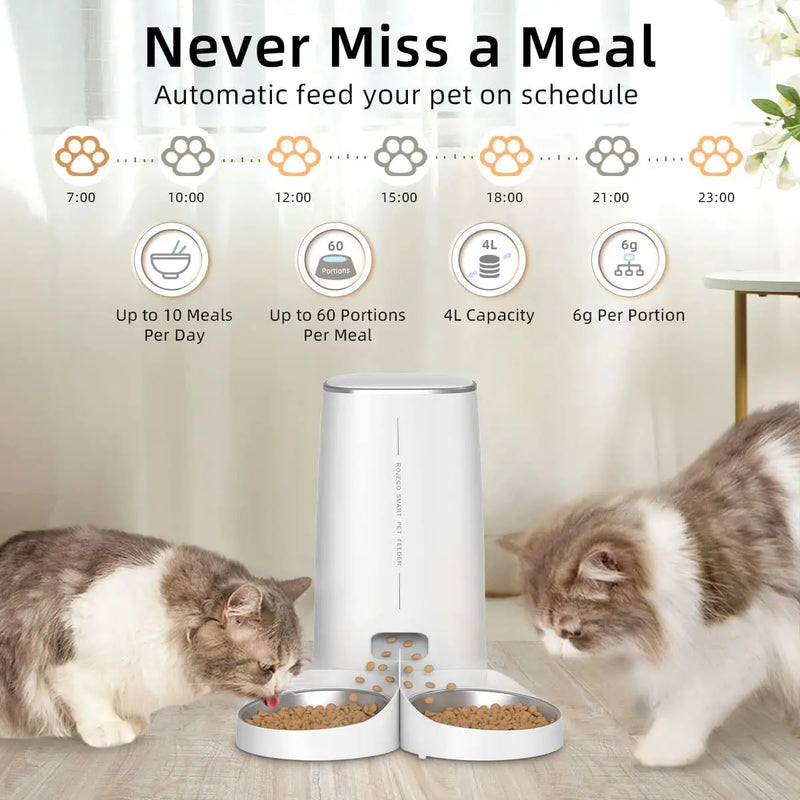 Automatic Remote Cat Feeder Food Kibble Dispenser