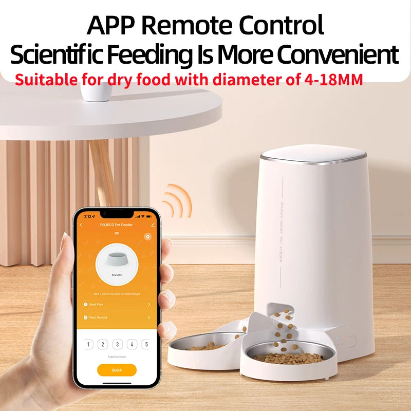 Automatic Remote Cat Feeder Food Kibble Dispenser