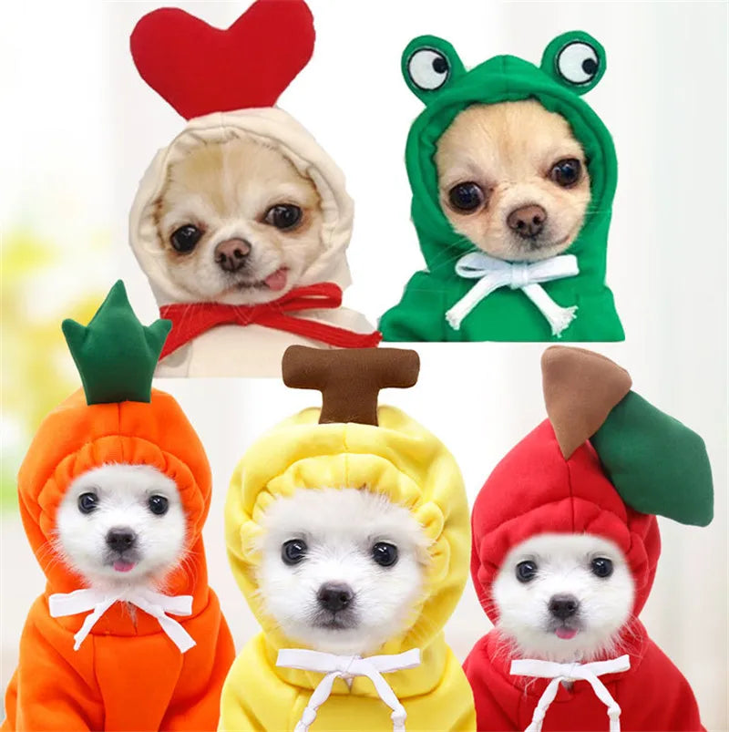 Cute Fruit Dog Hoodies - Warm Fleece Pet Clothing for Small Dogs & Cats Costume Coat for Small to Medium Pets