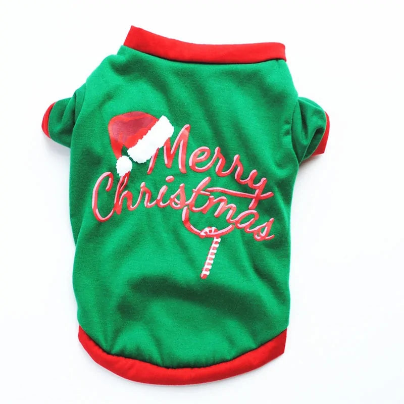 Cotton Christmas Shirt - Festive Pet Clothes for Cats & Dogs