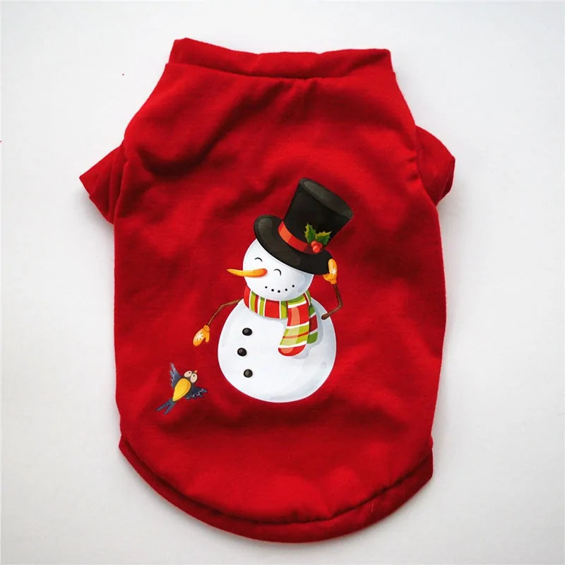 Cotton Christmas Shirt - Festive Pet Clothes for Cats & Dogs