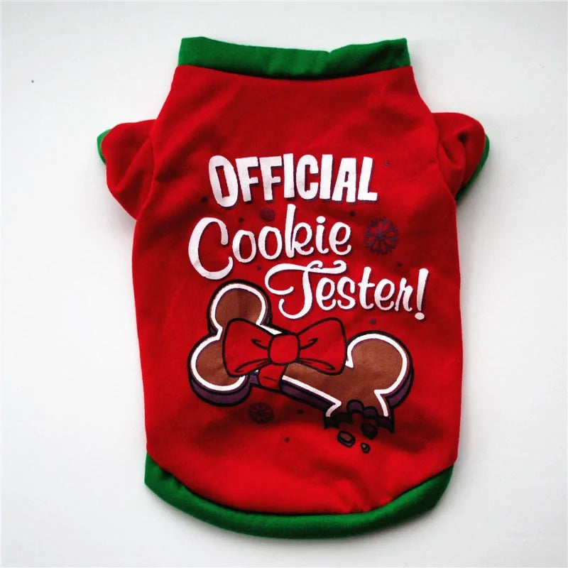 Cotton Christmas Shirt - Festive Pet Clothes for Cats & Dogs