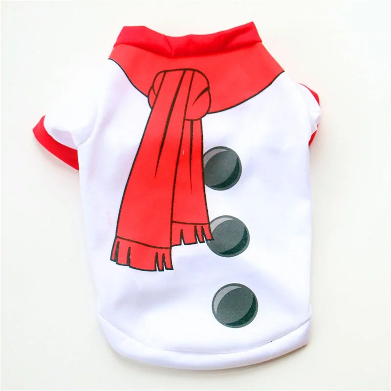 Cotton Christmas Shirt - Festive Pet Clothes for Cats & Dogs