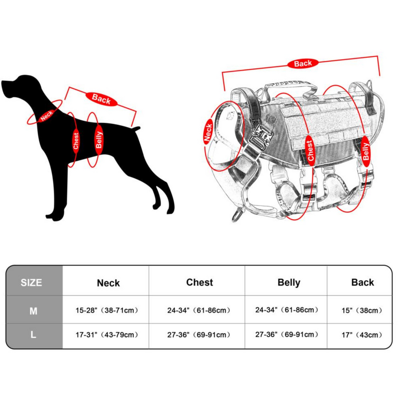 Military Tactical Dog Harness - Escape Proof Reflective Vest